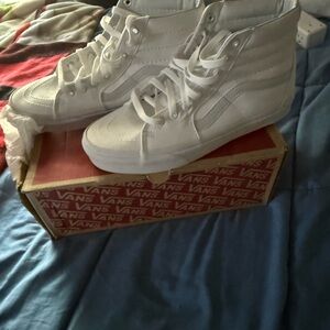 Unisex Vans White High-Top Canvas Sneakers 8 men’s 9.5womens